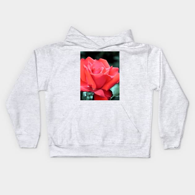 Orange Rose Bloom Kids Hoodie by KirtTisdale